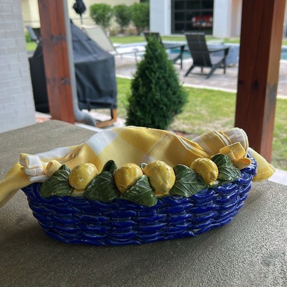 Italian Ceramic Basket Weave Lemon Basket - Picture 12 of 12